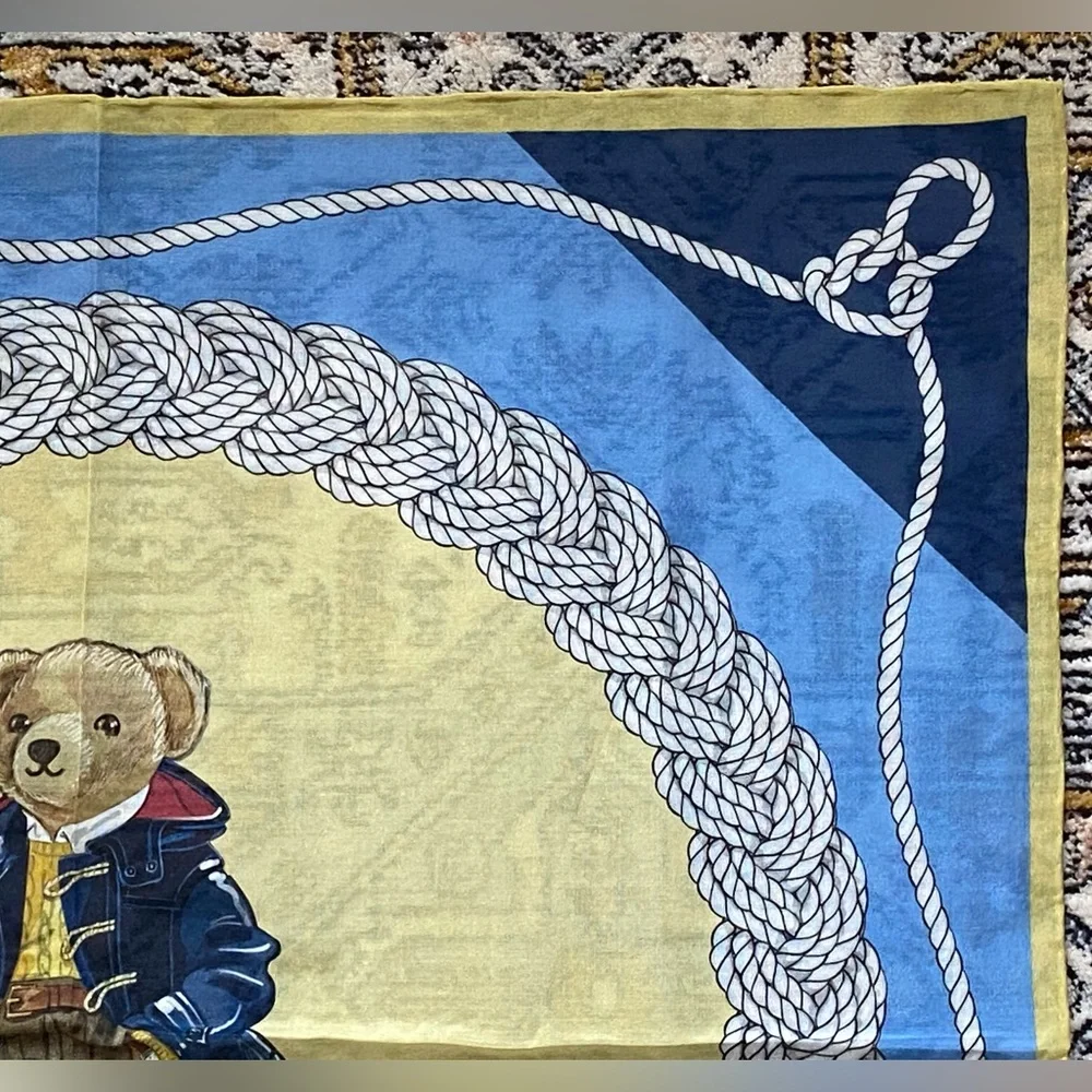 Ralph Lauren Polo Bear Scarf in Blue and Yellow